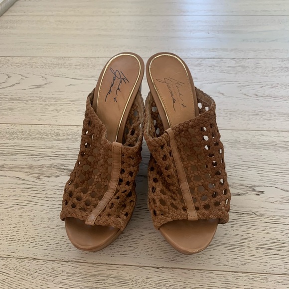 Mark + James Brown Woven Wedges - Picture 1 of 6